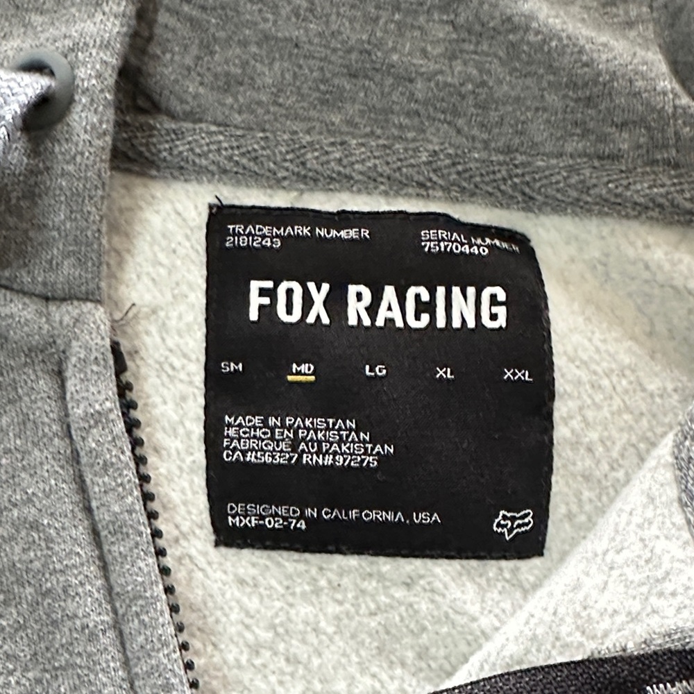 Fox Racing Gray Zip-Up Jacket - Picture 2 of 6